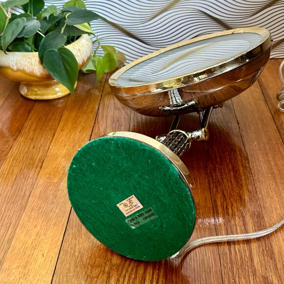 Vintage Cane & Reed Round Lighted Adjustable Make-Up Mirror with Twisted Stem - Picture 6 of 16